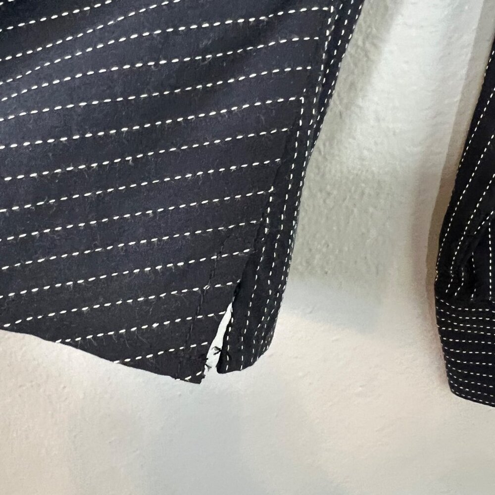 Croft & Barrow Collared Long Sleeve Top Size PS Black‎ White Button Front Office - Picture 7 of 8